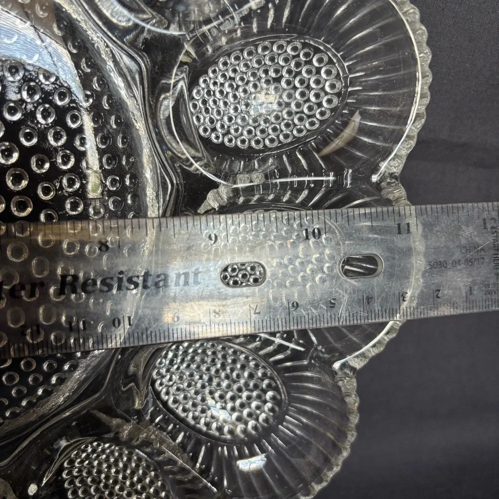 Vtg. Indiana Clear Hobnail Decorative Glass Deviled Egg Serving Platter 11”